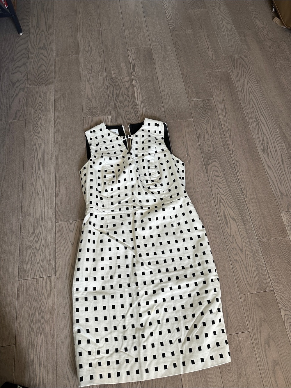 Akris Punto Ivory Midi Dress with Black Square Print